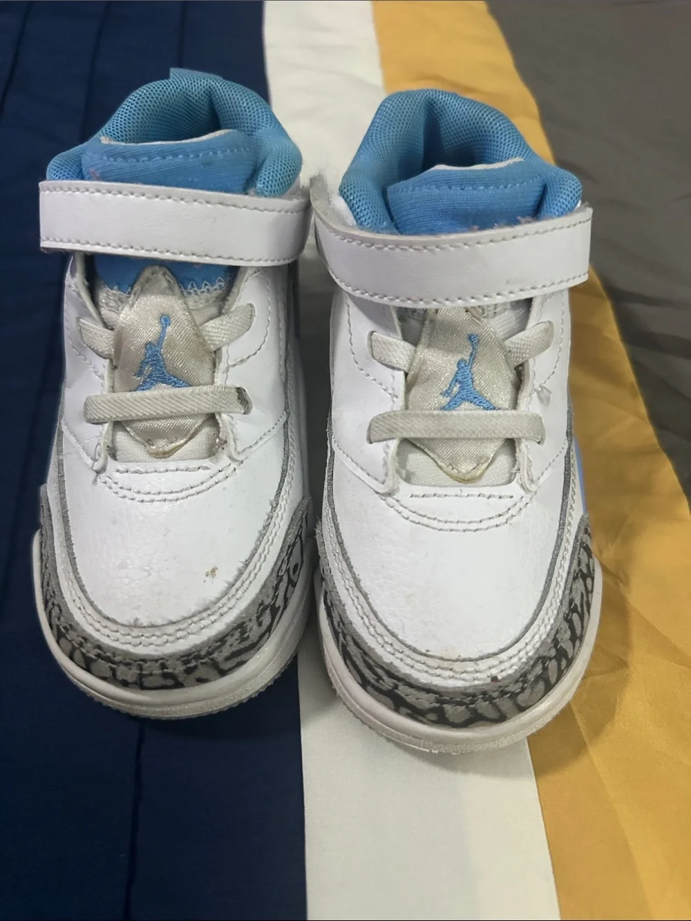 Jordan Kids White and Light Blue Sneakers